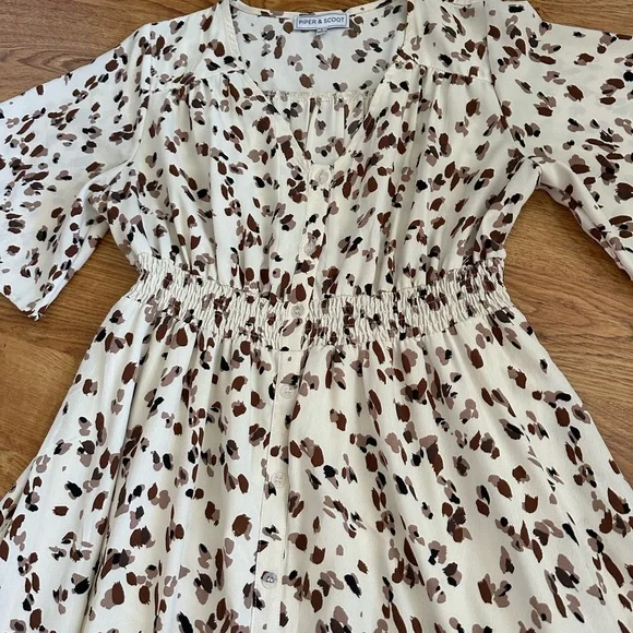 Piper & Scoot Cream Brown Maxi Dress S - Picture 2 of 15